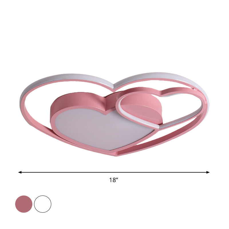 Loving Heart Acrylic Flush Mount Lamp Nordic White/Pink LED Close to Ceiling Light for Bedroom Clearhalo 'Ceiling Lights' 'Close To Ceiling Lights' 'Close to ceiling' 'Flush mount' Lighting' 1649998