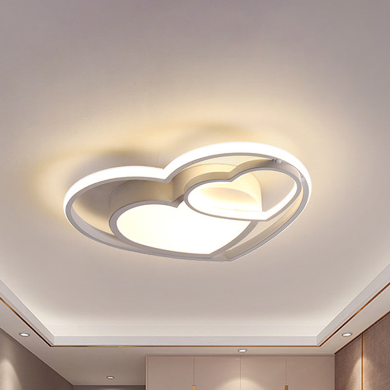 Loving Heart Acrylic Flush Mount Lamp Nordic White/Pink LED Close to Ceiling Light for Bedroom Clearhalo 'Ceiling Lights' 'Close To Ceiling Lights' 'Close to ceiling' 'Flush mount' Lighting' 1650000