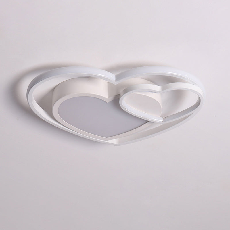 Loving Heart Acrylic Flush Mount Lamp Nordic White/Pink LED Close to Ceiling Light for Bedroom Clearhalo 'Ceiling Lights' 'Close To Ceiling Lights' 'Close to ceiling' 'Flush mount' Lighting' 1650001