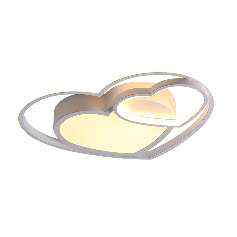 Loving Heart Acrylic Flush Mount Lamp Nordic White/Pink LED Close to Ceiling Light for Bedroom Clearhalo 'Ceiling Lights' 'Close To Ceiling Lights' 'Close to ceiling' 'Flush mount' Lighting' 1650002