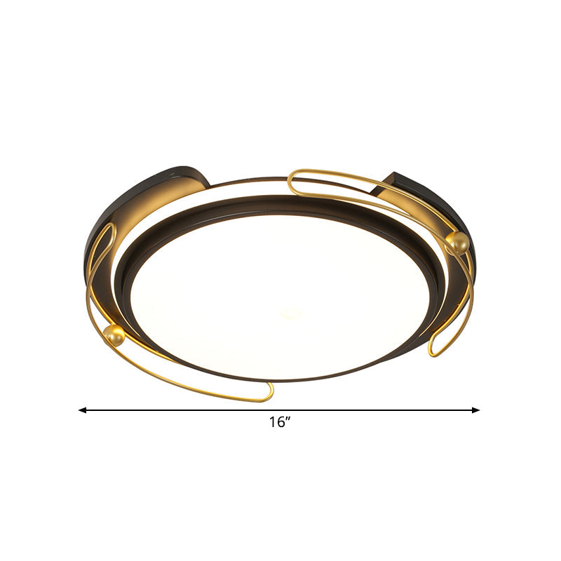 Modern LED Flush Ceiling Light with Acrylic Shade Black Round Flush Mount Lamp for Parlor, 16"/19.5" Wide Clearhalo 'Ceiling Lights' 'Close To Ceiling Lights' 'Close to ceiling' 'Flush mount' Lighting' 1650100
