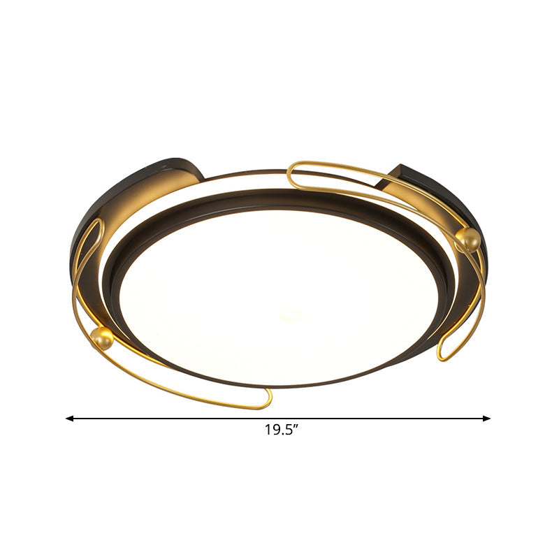Modern LED Flush Ceiling Light with Acrylic Shade Black Round Flush Mount Lamp for Parlor, 16"/19.5" Wide Clearhalo 'Ceiling Lights' 'Close To Ceiling Lights' 'Close to ceiling' 'Flush mount' Lighting' 1650101