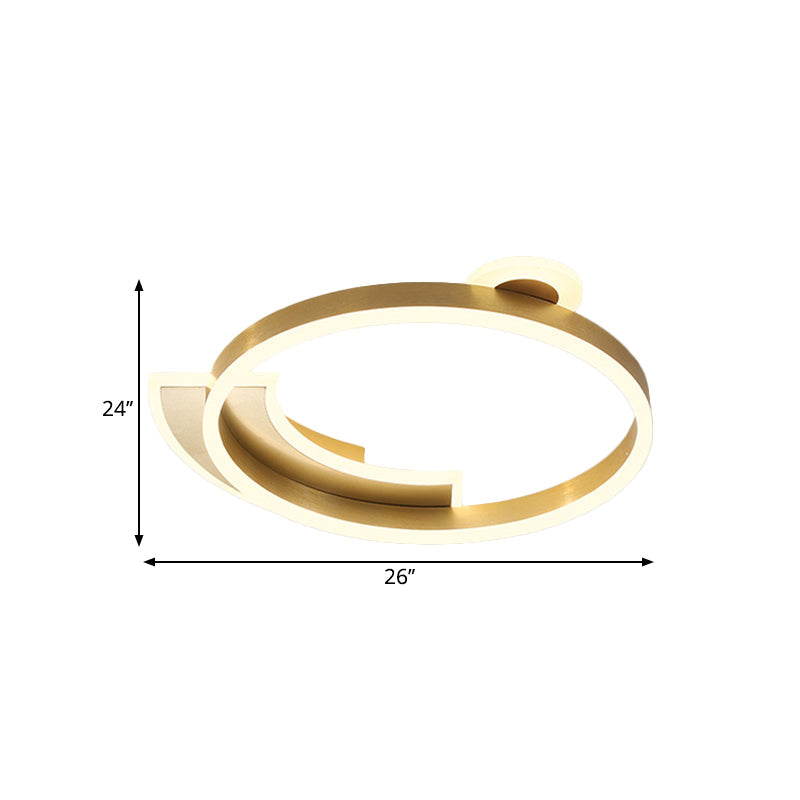 18"/26" Width Halo Ring Dining Hall Flushmount Lighting Metal Modern LED Flush Ceiling Lamp in Gold Clearhalo 'Ceiling Lights' 'Close To Ceiling Lights' 'Close to ceiling' 'Flush mount' Lighting' 1650129