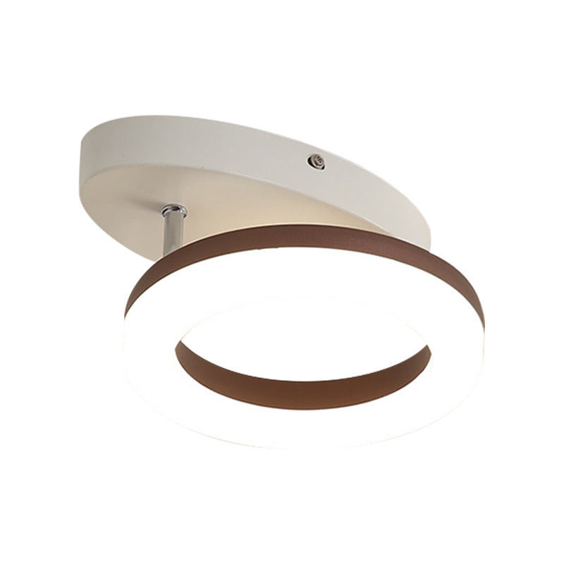 8.5"/11.5" Wide Metal Ring Ceiling Flush Mount Contemporary White LED Semi Flush Light in Warm/White Light Clearhalo 'Ceiling Lights' 'Close To Ceiling Lights' 'Close to ceiling' 'Semi-flushmount' Lighting' 1650137