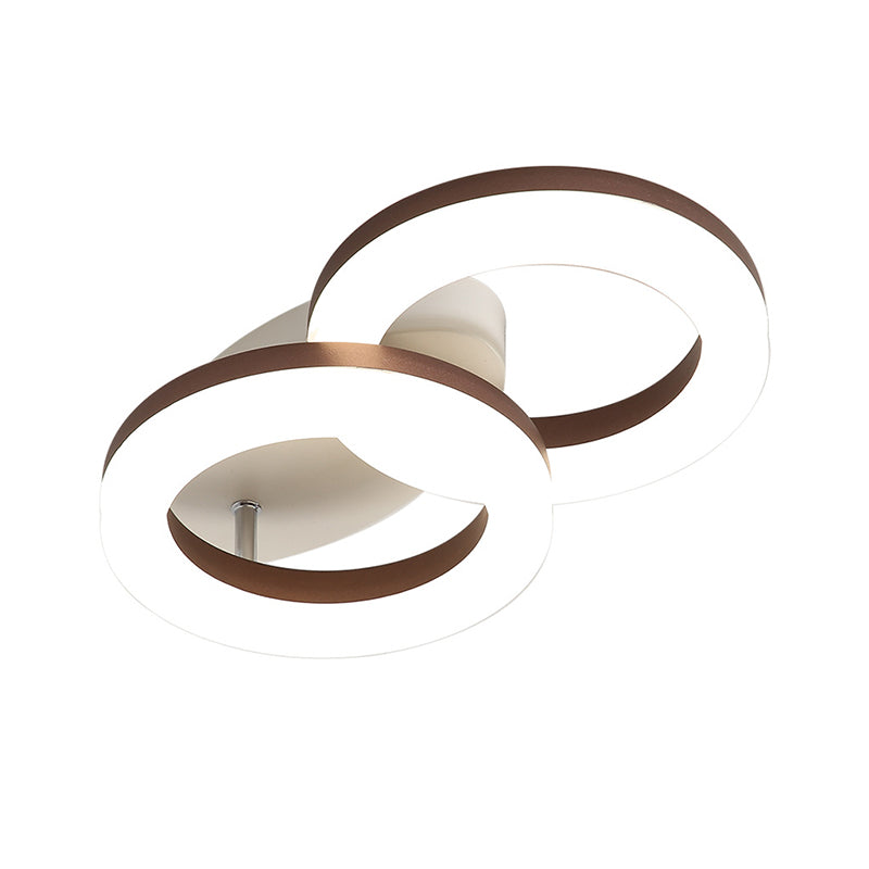 8.5"/11.5" Wide Metal Ring Ceiling Flush Mount Contemporary White LED Semi Flush Light in Warm/White Light Clearhalo 'Ceiling Lights' 'Close To Ceiling Lights' 'Close to ceiling' 'Semi-flushmount' Lighting' 1650142