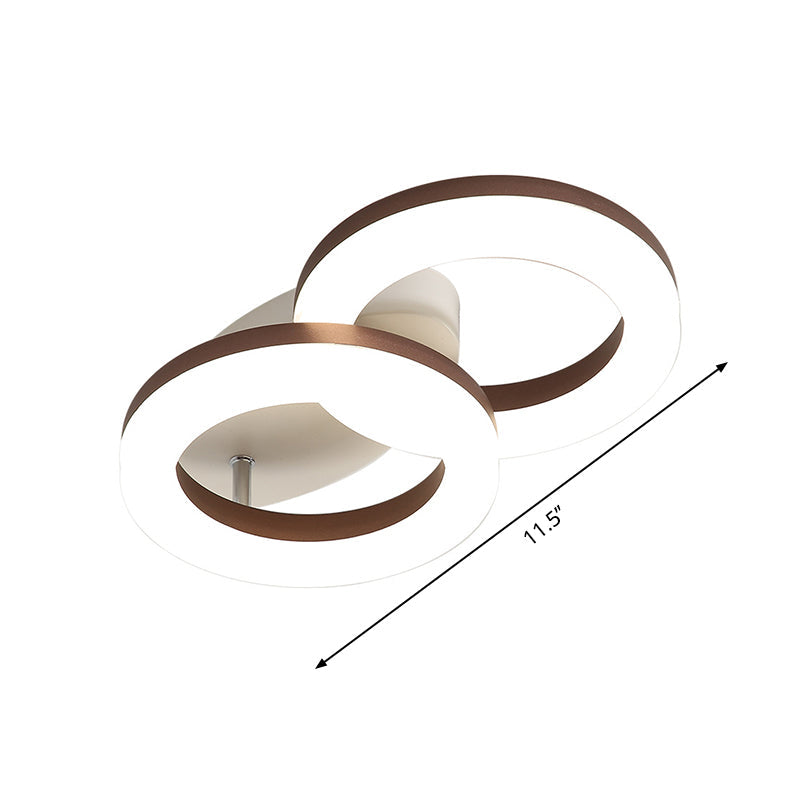 8.5"/11.5" Wide Metal Ring Ceiling Flush Mount Contemporary White LED Semi Flush Light in Warm/White Light Clearhalo 'Ceiling Lights' 'Close To Ceiling Lights' 'Close to ceiling' 'Semi-flushmount' Lighting' 1650143