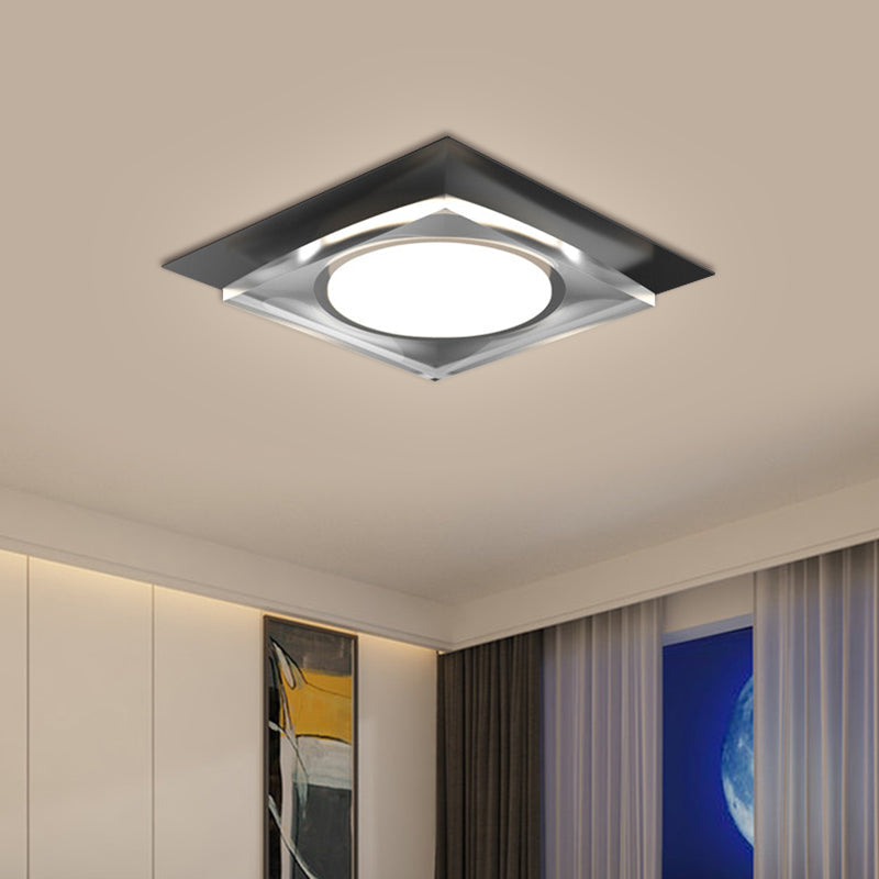 Metallic Geometric Flush Light Fixture Simple Black/Gold LED Ceiling Mounted Light for Hallway, Warm/White Light Black Clearhalo 'Ceiling Lights' 'Close To Ceiling Lights' 'Close to ceiling' 'Flush mount' Lighting' 1650144