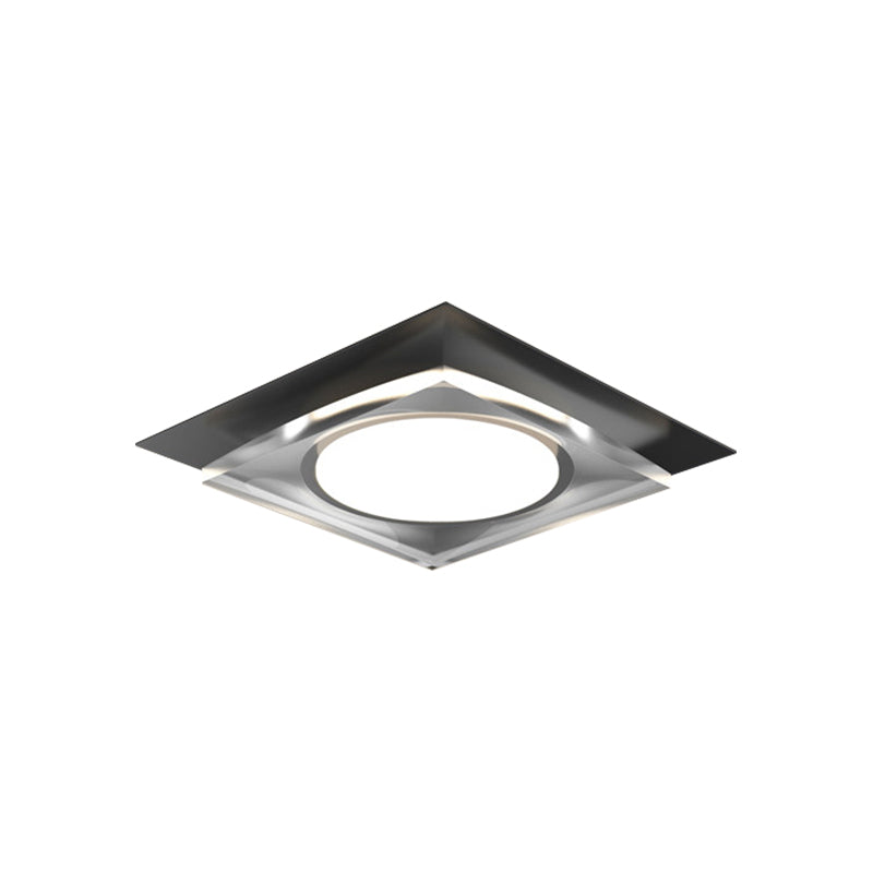 Metallic Geometric Flush Light Fixture Simple Black/Gold LED Ceiling Mounted Light for Hallway, Warm/White Light Clearhalo 'Ceiling Lights' 'Close To Ceiling Lights' 'Close to ceiling' 'Flush mount' Lighting' 1650146