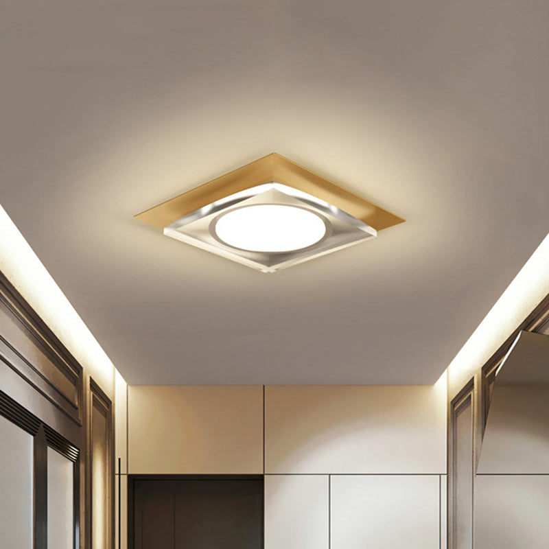 Metallic Geometric Flush Light Fixture Simple Black/Gold LED Ceiling Mounted Light for Hallway, Warm/White Light Clearhalo 'Ceiling Lights' 'Close To Ceiling Lights' 'Close to ceiling' 'Flush mount' Lighting' 1650149