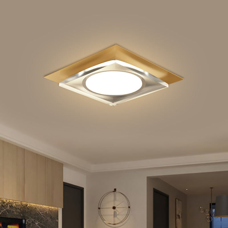 Metallic Geometric Flush Light Fixture Simple Black/Gold LED Ceiling Mounted Light for Hallway, Warm/White Light Clearhalo 'Ceiling Lights' 'Close To Ceiling Lights' 'Close to ceiling' 'Flush mount' Lighting' 1650150