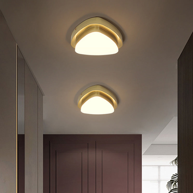 Triangle/Round/Square Flushmount Light Simplicity Metallic LED Corridor Flush Ceiling Light in Gold Gold Triangle Clearhalo 'Ceiling Lights' 'Close To Ceiling Lights' 'Close to ceiling' 'Flush mount' Lighting' 1650210
