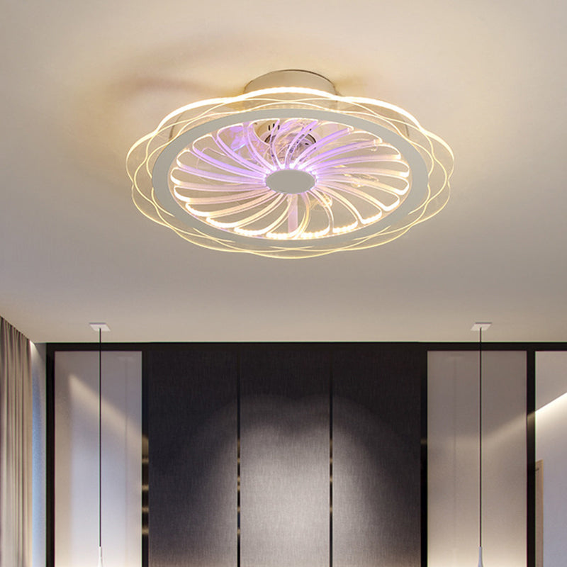 20" W Acrylic Scalloped Semi Flush Mount Lamp Modern Clear LED Hanging Fan Light Fixture Clear Clearhalo 'Ceiling Fans with Lights' 'Ceiling Fans' 'Kids Ceiling Fans' 'Kids' Lighting' 1650295