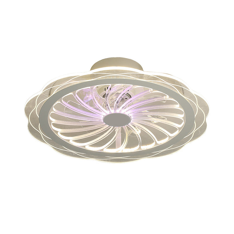20" W Acrylic Scalloped Semi Flush Mount Lamp Modern Clear LED Hanging Fan Light Fixture Clearhalo 'Ceiling Fans with Lights' 'Ceiling Fans' 'Kids Ceiling Fans' 'Kids' Lighting' 1650297