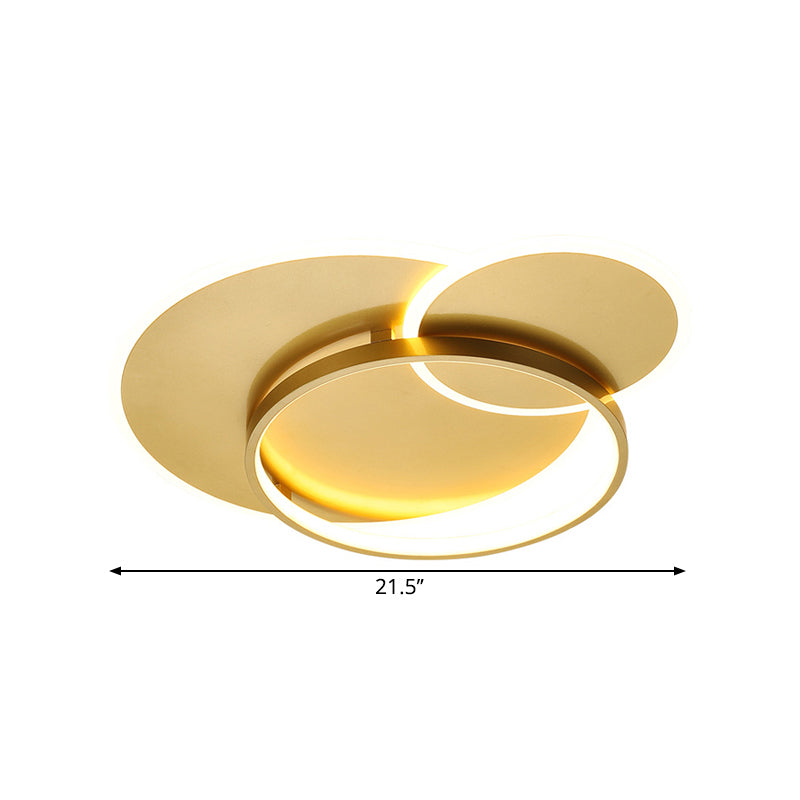 Crossed Ring Flush Mount Modernist Metal LED Gold Ceiling Fixture in Warm/White Light, 16.5"/21.5" W Clearhalo 'Ceiling Lights' 'Close To Ceiling Lights' 'Close to ceiling' 'Flush mount' Lighting' 1650315