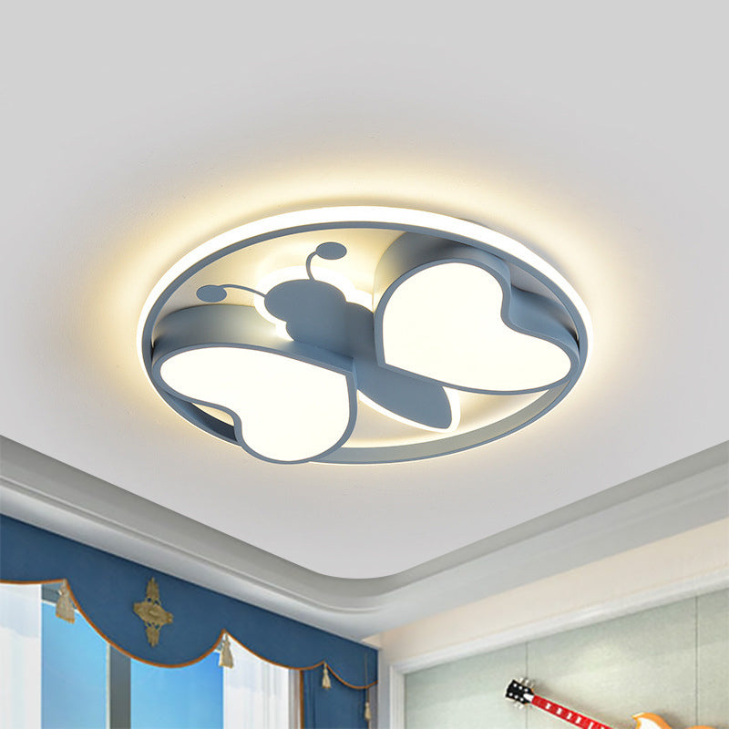 Pink/Blue/Gold Bee Figure Design Ceiling Mounted Light Modern Metal LED Flush Mount Light Fixture Clearhalo 'Ceiling Lights' 'Close To Ceiling Lights' 'Close to ceiling' 'Flush mount' Lighting' 1650488