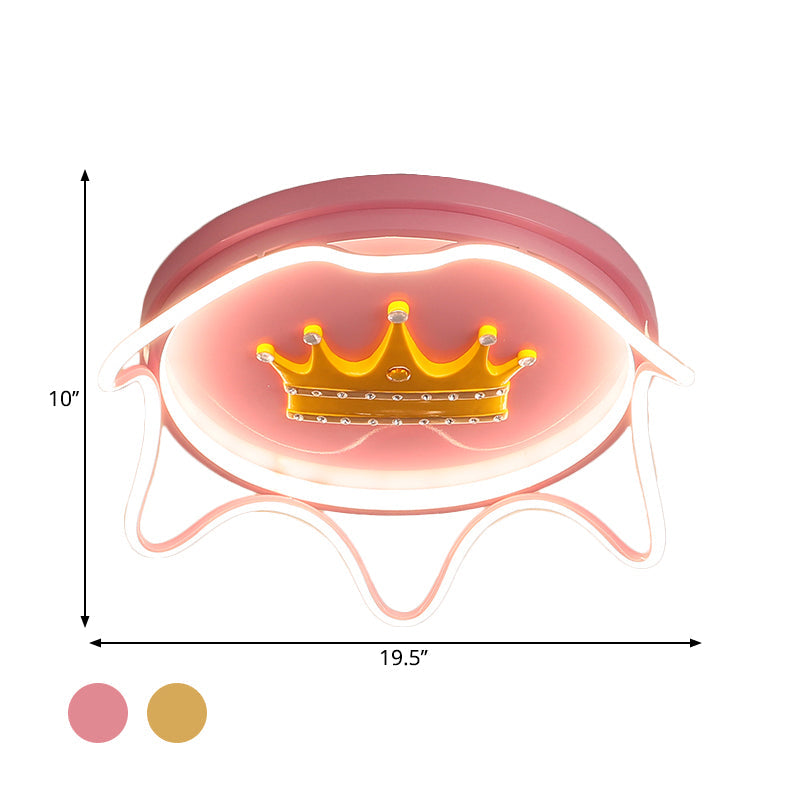 Modern Round Shape with Linear Design Flush Mount Lighting Metal Nursery Room LED Ceiling Mounted Lamp in Pink/Gold Clearhalo 'Ceiling Lights' 'Close To Ceiling Lights' 'Close to ceiling' 'Flush mount' Lighting' 1650497