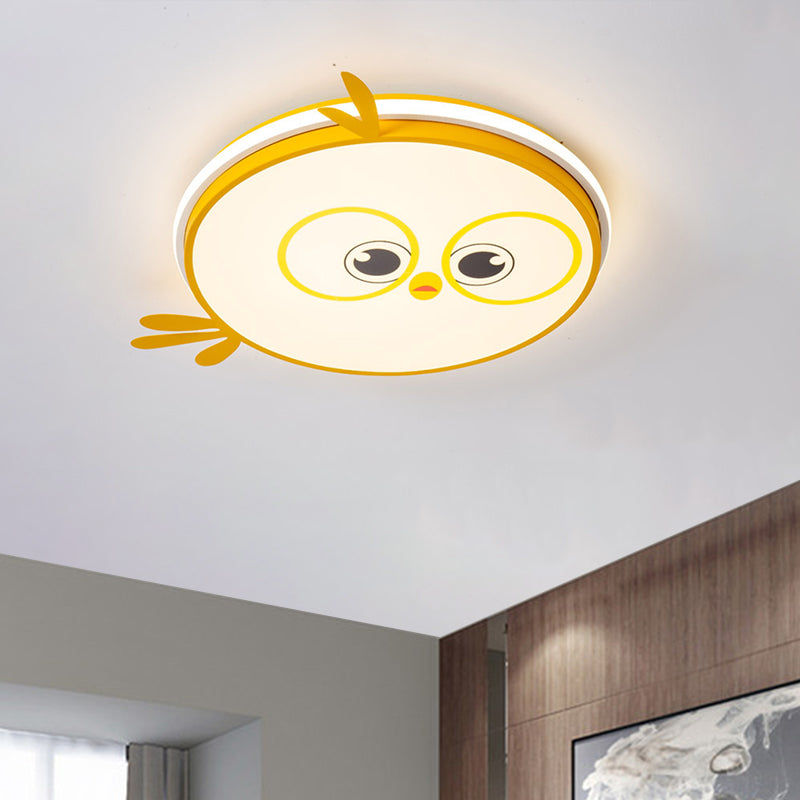 LED Ceiling Mounted Light Modern Pink/Yellow/Blue Kid Room Flush Ceiling Lighting with Chick Face Design Clearhalo 'Ceiling Lights' 'Close To Ceiling Lights' 'Close to ceiling' 'Flush mount' Lighting' 1650503