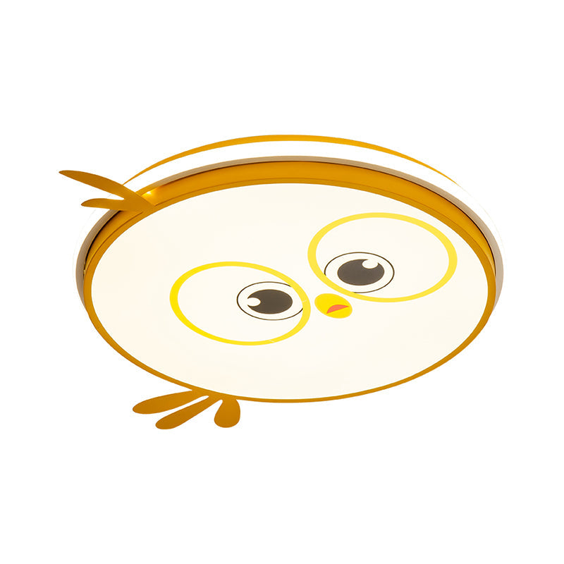 LED Ceiling Mounted Light Modern Pink/Yellow/Blue Kid Room Flush Ceiling Lighting with Chick Face Design Clearhalo 'Ceiling Lights' 'Close To Ceiling Lights' 'Close to ceiling' 'Flush mount' Lighting' 1650504