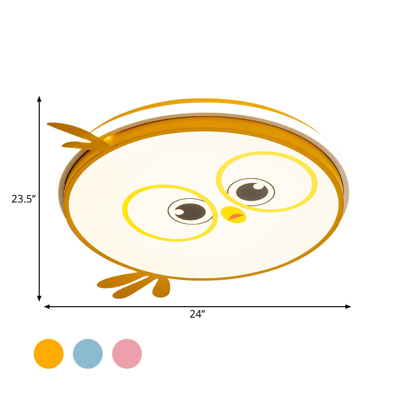 LED Ceiling Mounted Light Modern Pink/Yellow/Blue Kid Room Flush Ceiling Lighting with Chick Face Design Clearhalo 'Ceiling Lights' 'Close To Ceiling Lights' 'Close to ceiling' 'Flush mount' Lighting' 1650505