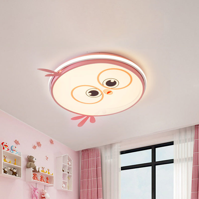 LED Ceiling Mounted Light Modern Pink/Yellow/Blue Kid Room Flush Ceiling Lighting with Chick Face Design Clearhalo 'Ceiling Lights' 'Close To Ceiling Lights' 'Close to ceiling' 'Flush mount' Lighting' 1650511