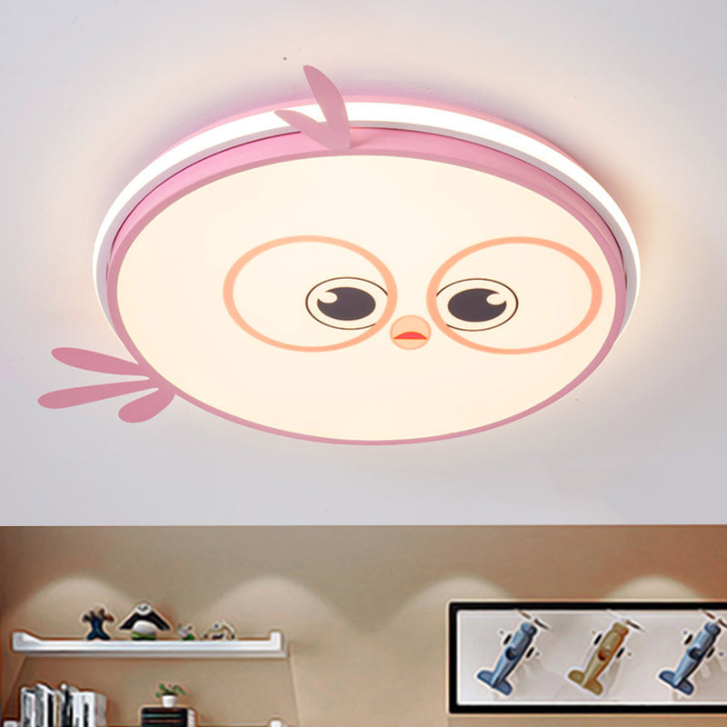 LED Ceiling Mounted Light Modern Pink/Yellow/Blue Kid Room Flush Ceiling Lighting with Chick Face Design Clearhalo 'Ceiling Lights' 'Close To Ceiling Lights' 'Close to ceiling' 'Flush mount' Lighting' 1650512