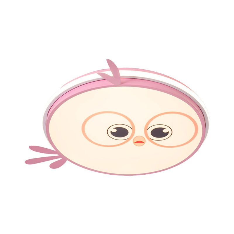 LED Ceiling Mounted Light Modern Pink/Yellow/Blue Kid Room Flush Ceiling Lighting with Chick Face Design Clearhalo 'Ceiling Lights' 'Close To Ceiling Lights' 'Close to ceiling' 'Flush mount' Lighting' 1650513