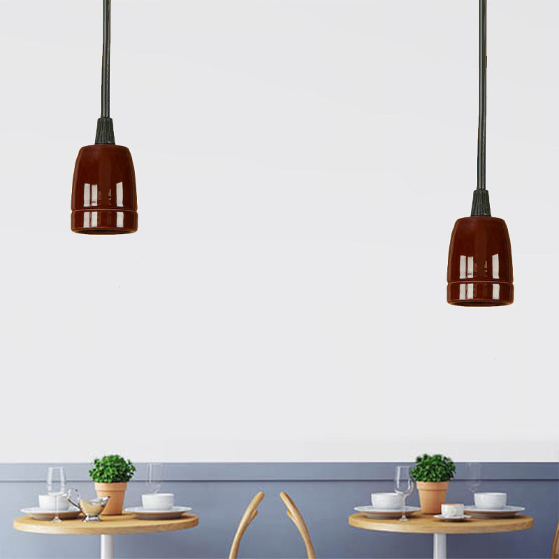 1 Head Mini Hanging Pendant Light with Adjustable Cord Retro Style Black/Red Ceramic Ceiling Hanging Light Clearhalo 'Art Deco Pendants' 'Black' 'Cast Iron' 'Ceiling Lights' 'Ceramic' 'Crystal' 'Industrial Pendants' 'Industrial' 'Metal' 'Middle Century Pendants' 'Pendant Lights' 'Pendants' 'Rustic Pendants' 'Tiffany' Lighting' 165059