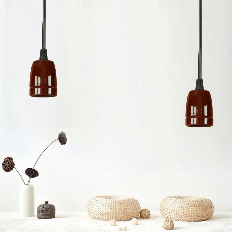 1 Head Mini Hanging Pendant Light with Adjustable Cord Retro Style Black/Red Ceramic Ceiling Hanging Light Clearhalo 'Art Deco Pendants' 'Black' 'Cast Iron' 'Ceiling Lights' 'Ceramic' 'Crystal' 'Industrial Pendants' 'Industrial' 'Metal' 'Middle Century Pendants' 'Pendant Lights' 'Pendants' 'Rustic Pendants' 'Tiffany' Lighting' 165060