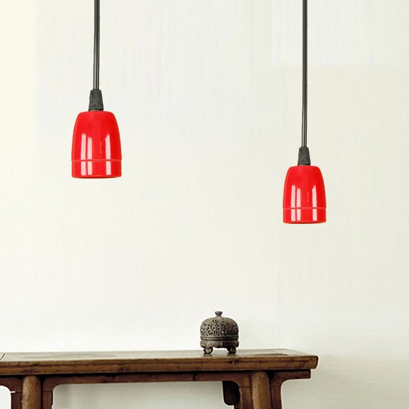 1 Head Mini Hanging Pendant Light with Adjustable Cord Retro Style Black/Red Ceramic Ceiling Hanging Light Clearhalo 'Art Deco Pendants' 'Black' 'Cast Iron' 'Ceiling Lights' 'Ceramic' 'Crystal' 'Industrial Pendants' 'Industrial' 'Metal' 'Middle Century Pendants' 'Pendant Lights' 'Pendants' 'Rustic Pendants' 'Tiffany' Lighting' 165069