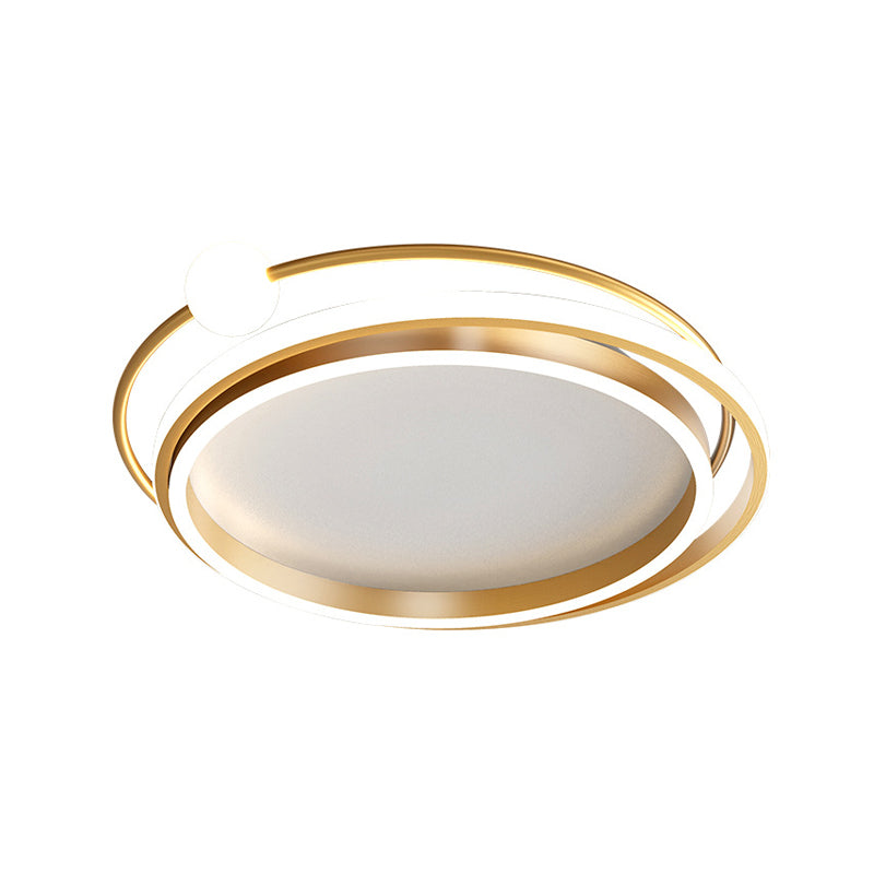 Metallic Overlap Circle Ceiling Flush Minimalism 20.5"/24.5" Wide LED Gold Flush Mount, Warm/White Light Clearhalo 'Ceiling Lights' 'Close To Ceiling Lights' 'Close to ceiling' 'Flush mount' Lighting' 1650704