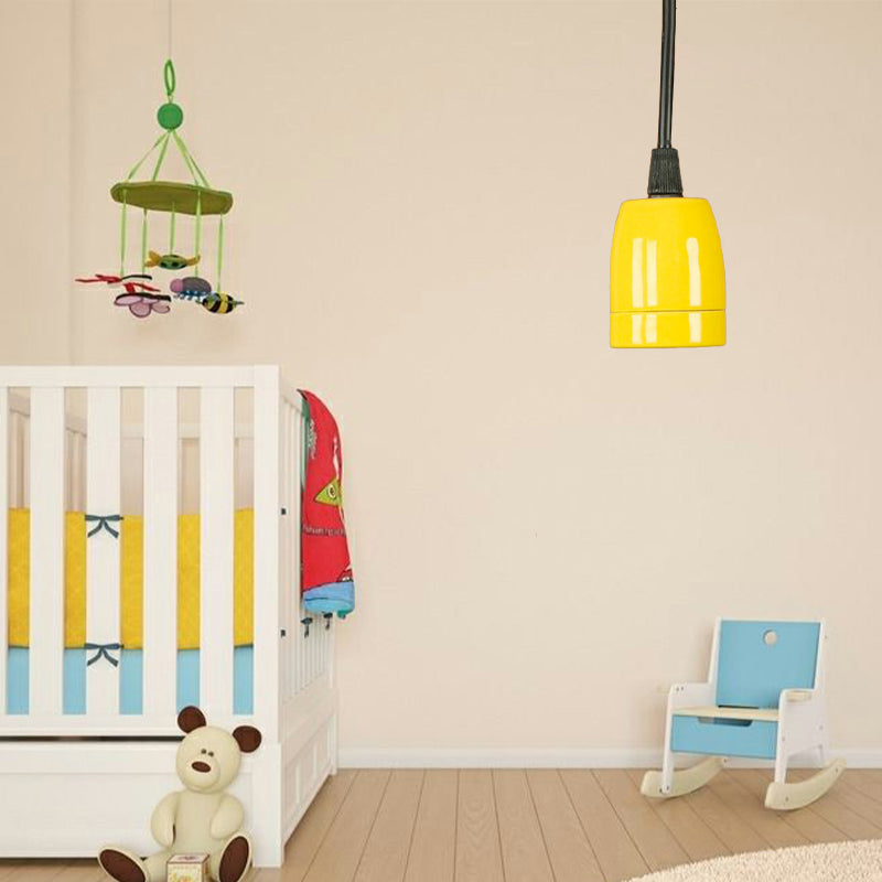 1 Head Mini Hanging Pendant Light with Adjustable Cord Retro Style Black/Red Ceramic Ceiling Hanging Light Yellow Clearhalo 'Art Deco Pendants' 'Black' 'Cast Iron' 'Ceiling Lights' 'Ceramic' 'Crystal' 'Industrial Pendants' 'Industrial' 'Metal' 'Middle Century Pendants' 'Pendant Lights' 'Pendants' 'Rustic Pendants' 'Tiffany' Lighting' 165071