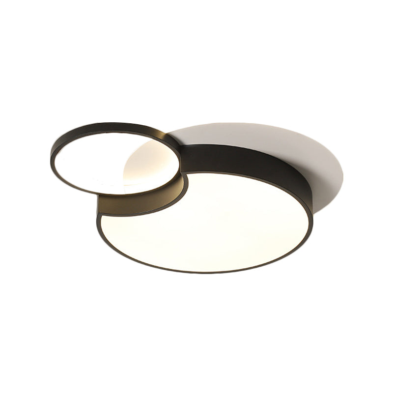 19"/23.5" W Nordic 2-Round Flush Lamp Metallic LED Bedroom Ceiling Mounted Fixture in Black, Warm/White Light Clearhalo 'Ceiling Lights' 'Close To Ceiling Lights' 'Close to ceiling' 'Flush mount' Lighting' 1650713