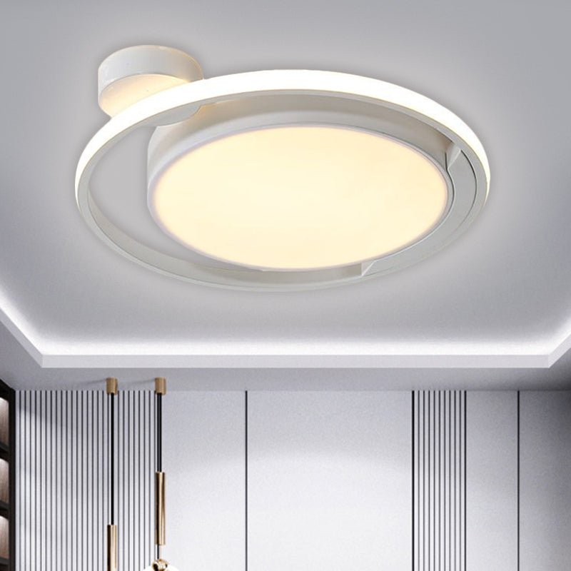 Acrylic Drum and Ring Ceiling Flush Modernist Black/White LED Flush Mount Lighting in Warm/White Light, 18"/21.5" Width Clearhalo 'Ceiling Lights' 'Close To Ceiling Lights' 'Close to ceiling' 'Flush mount' Lighting' 1650738