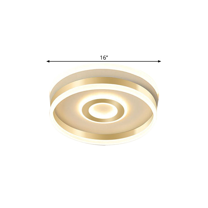 Metallic Hoop Shape Flush Mount Lamp Simplicity LED Gold Ceiling Lighting in Warm/White Light, 16"/19.5" Wide Clearhalo 'Ceiling Lights' 'Close To Ceiling Lights' 'Close to ceiling' 'Flush mount' Lighting' 1650743