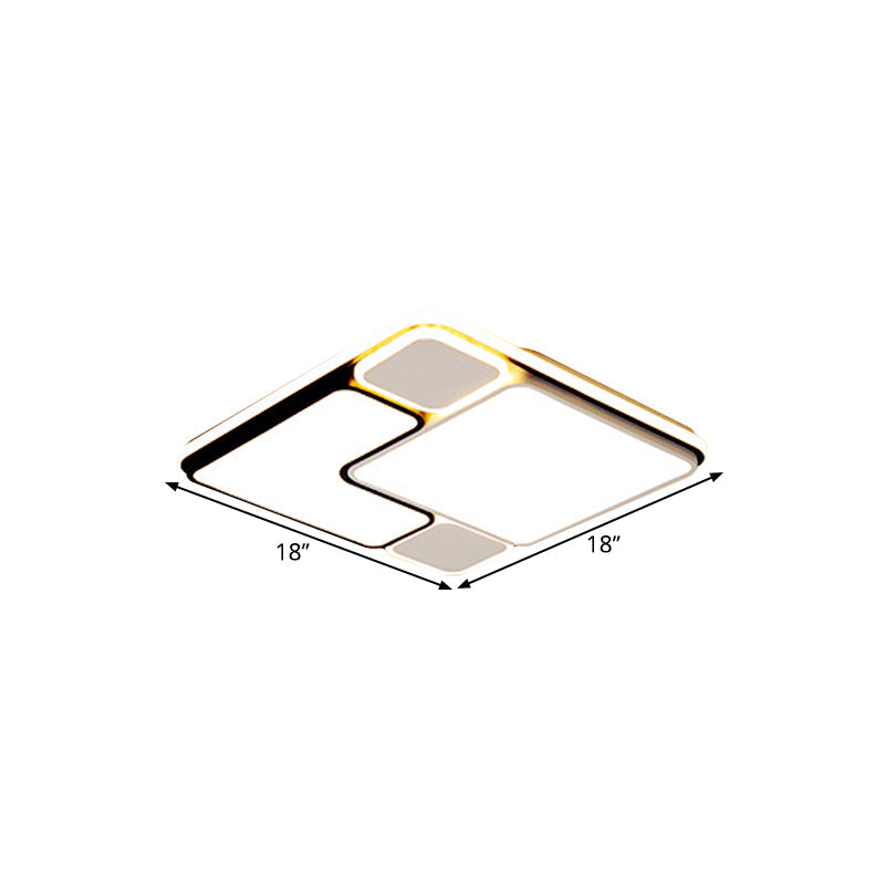Modern 18"/21.5" Wide LED Flush Lamp White Splicing Square Ceiling Mount Fixture with Metallic Shade, Warm/White Light Clearhalo 'Ceiling Lights' 'Close To Ceiling Lights' 'Close to ceiling' 'Flush mount' Lighting' 1650748