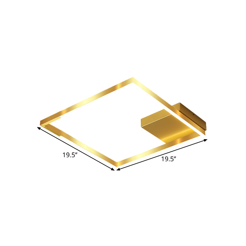 Squared Cage Flush Light Fixture Contemporary Metallic 16"/19.5" Wide LED Gold Ceiling Mounted Lighting (The customization will be 7 days) Clearhalo 'Ceiling Lights' 'Close To Ceiling Lights' 'Close to ceiling' 'Flush mount' Lighting' 1650754