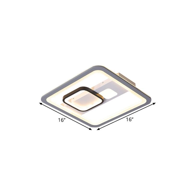 16"/19.5"/23.5" W Square Flush Mount Simplicity Acrylic LED Grey Ceiling Lighting in Warm/White Light Clearhalo 'Ceiling Lights' 'Close To Ceiling Lights' 'Close to ceiling' 'Flush mount' Lighting' 1650758