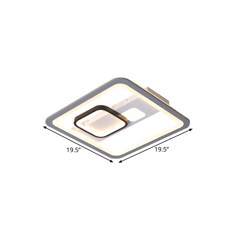 16"/19.5"/23.5" W Square Flush Mount Simplicity Acrylic LED Grey Ceiling Lighting in Warm/White Light Clearhalo 'Ceiling Lights' 'Close To Ceiling Lights' 'Close to ceiling' 'Flush mount' Lighting' 1650759