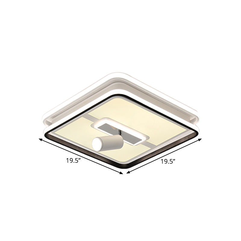 Black Square Panel Flush Lighting Minimalism 19.5"/23.5" Wide LED Iron Ceiling Lamp Fixture, Warm/White Light Clearhalo 'Ceiling Lights' 'Close To Ceiling Lights' 'Close to ceiling' 'Flush mount' Lighting' 1650764