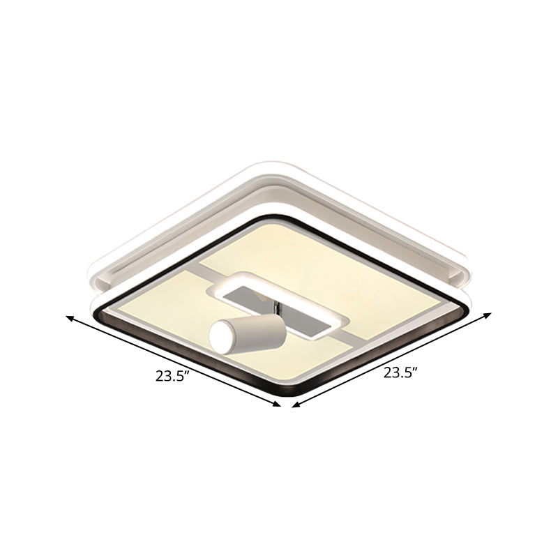 Black Square Panel Flush Lighting Minimalism 19.5"/23.5" Wide LED Iron Ceiling Lamp Fixture, Warm/White Light Clearhalo 'Ceiling Lights' 'Close To Ceiling Lights' 'Close to ceiling' 'Flush mount' Lighting' 1650765