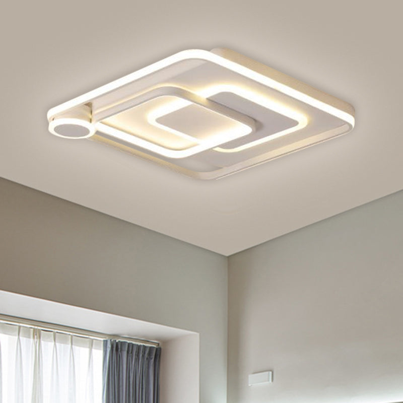 Acrylic Square Flush Mount Lamp Nordic Style Black/White LED Ceiling Lighting in Warm/White Light, 18"/21.5" Wide Clearhalo 'Ceiling Lights' 'Close To Ceiling Lights' 'Close to ceiling' 'Flush mount' Lighting' 1650772