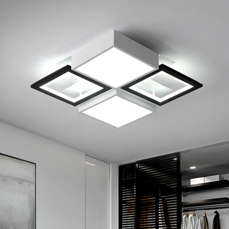 Black Integrated Square Ceiling Lamp Modernist 18"/23.5" Wide LED Acrylic Flush Mount Fixture in Warm/White Light Clearhalo 'Ceiling Lights' 'Close To Ceiling Lights' 'Close to ceiling' 'Flush mount' Lighting' 1650776
