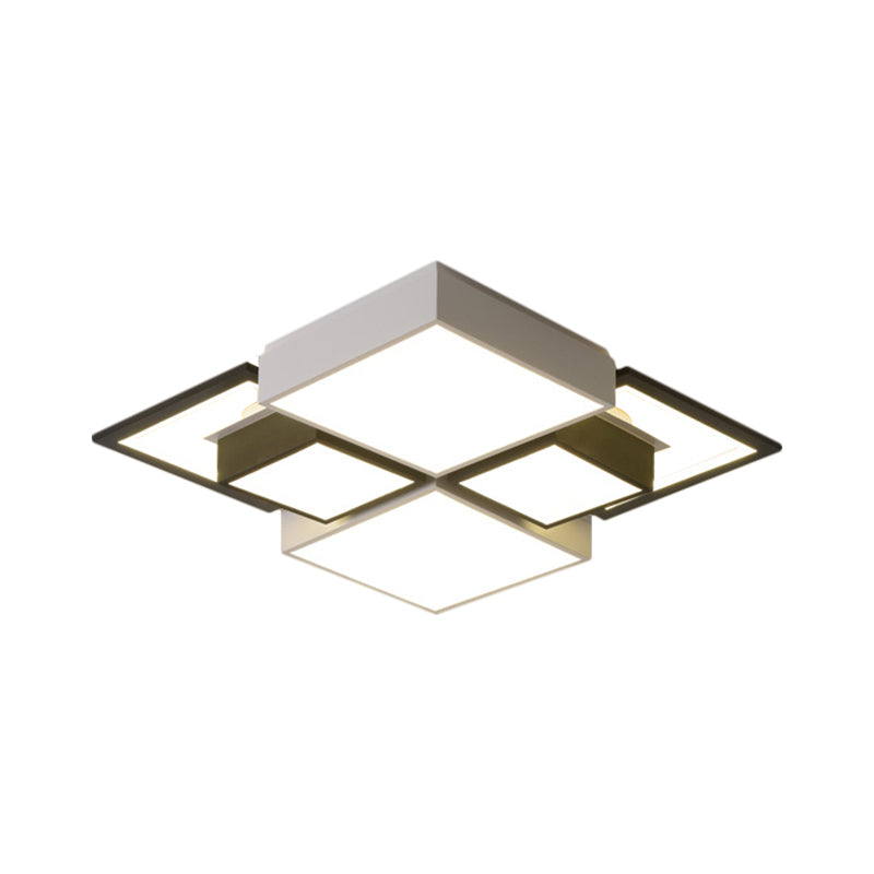 Black Integrated Square Ceiling Lamp Modernist 18"/23.5" Wide LED Acrylic Flush Mount Fixture in Warm/White Light Clearhalo 'Ceiling Lights' 'Close To Ceiling Lights' 'Close to ceiling' 'Flush mount' Lighting' 1650782
