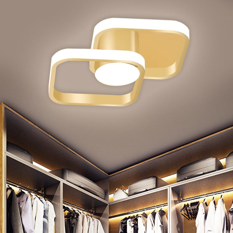 Metal Squared Frame Ceiling Lighting Simplicity LED Gold Flush Mount Fixture in Warm/White Light Gold Clearhalo 'Ceiling Lights' 'Close To Ceiling Lights' 'Close to ceiling' 'Flush mount' Lighting' 1650784