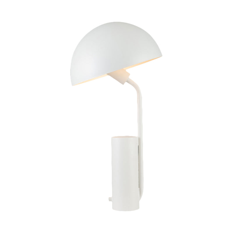 Dome Iron Night Task Lighting Modernist 1-Light Black/White/Pink Desk Light with Cylinder Base Clearhalo 'Lamps' 'Table Lamps' Lighting' 1650976