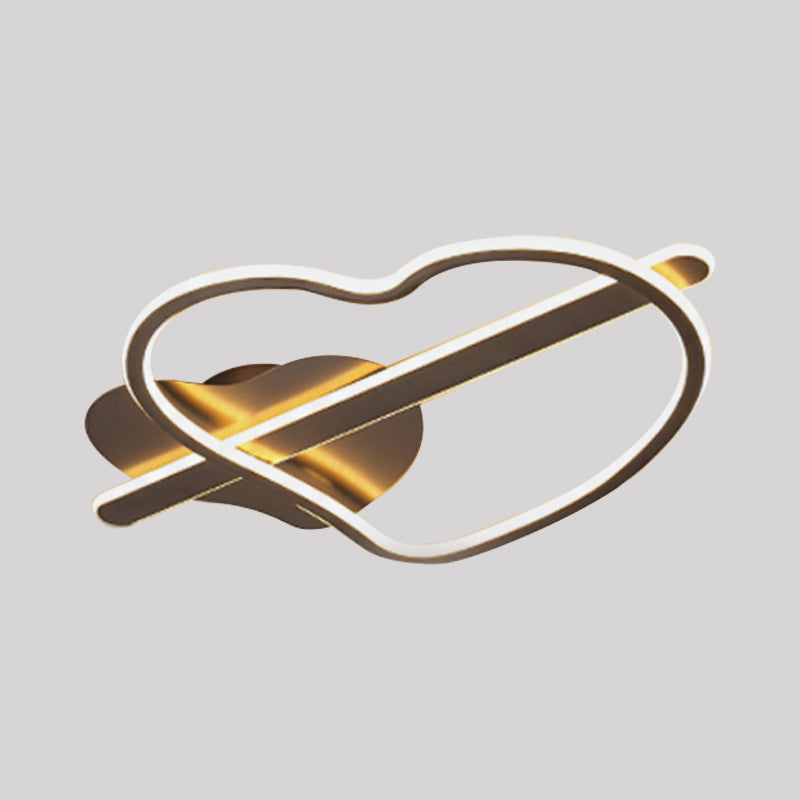 Loving Heart Metal Flush Mount Light Kids Gold/Coffee LED Ceiling Lighting in Warm/White Light for Bedroom Clearhalo 'Ceiling Lights' 'Close To Ceiling Lights' 'Close to ceiling' 'Flush mount' Lighting' 1651032