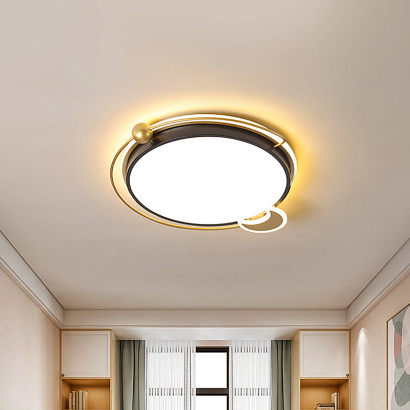 Modernist Round/Square Flush Mount Acrylic LED Bedroom Flushmount Lighting in Black, Warm/White Light Clearhalo 'Ceiling Lights' 'Close To Ceiling Lights' 'Close to ceiling' 'Flush mount' Lighting' 1651110