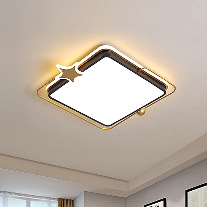 Modernist Round/Square Flush Mount Acrylic LED Bedroom Flushmount Lighting in Black, Warm/White Light Clearhalo 'Ceiling Lights' 'Close To Ceiling Lights' 'Close to ceiling' 'Flush mount' Lighting' 1651115