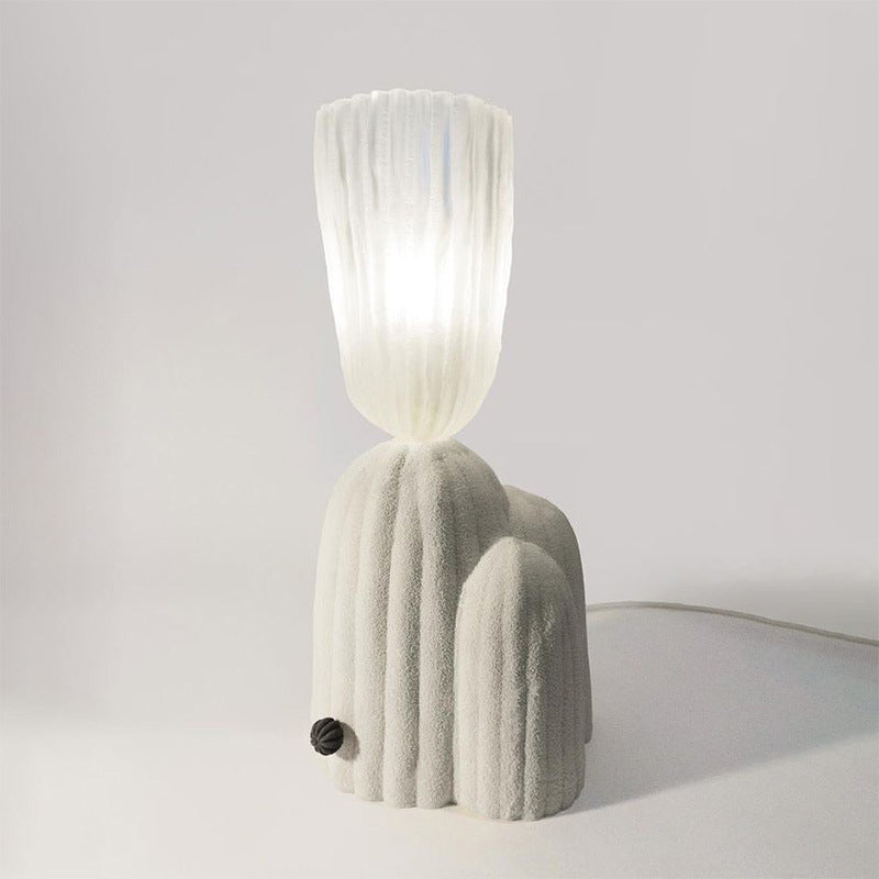 White/Green Cactus Nightstand Lamp Nordic Clear Glass LED Reading Book Light with Resin Base Clearhalo 'Lamps' 'Table Lamps' Lighting' 1651169