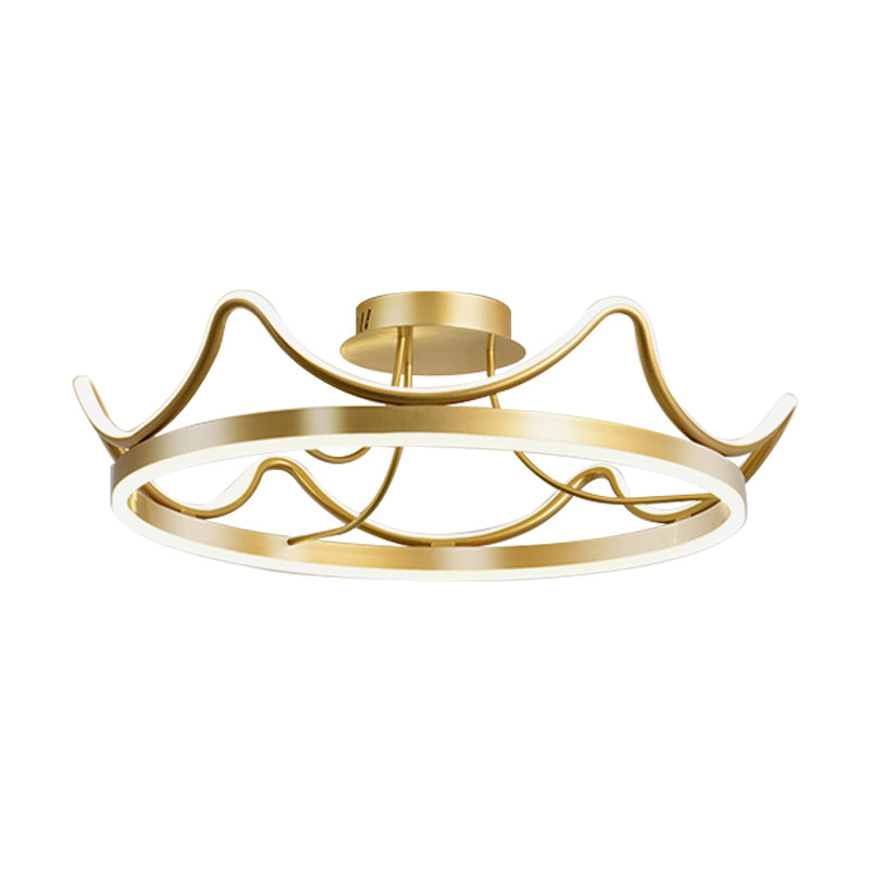 Metal Crown Flush Mount Light Kids LED Close to Ceiling Lamp with Round Canopy in Pink/Gold Clearhalo 'Ceiling Lights' 'Close To Ceiling Lights' 'Close to ceiling' 'Flush mount' Lighting' 1651248